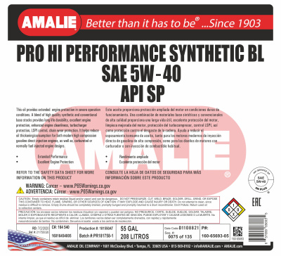 AMALIE PRO High Perf Synthetic 5w40 AMALIE PRO High Perf Synthetic 5w40